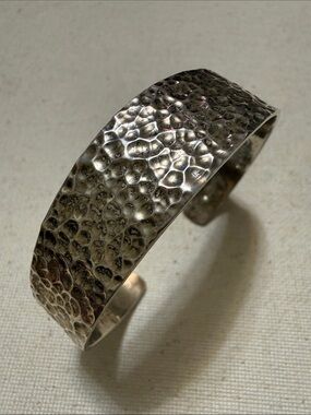 Sterling Silver 925 Mexico Hammered Metal Cuff Bracelet